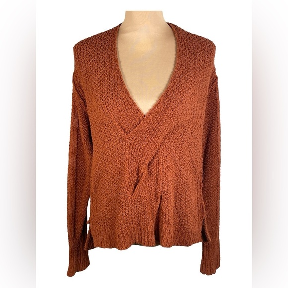 Free People Coco V-Neck Sweater in Terracotta‎ Small - Picture 3 of 11